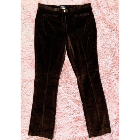 DOLCE GABBANA Brown Velvet Straight Leg Pants - Picture 2 of 5